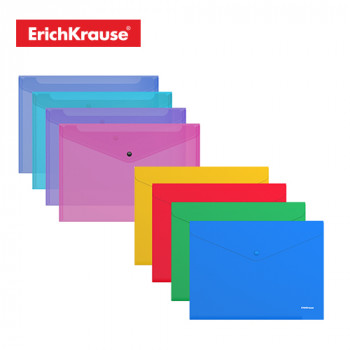 Папка со копче A4 во боја транспарент Erich Krause